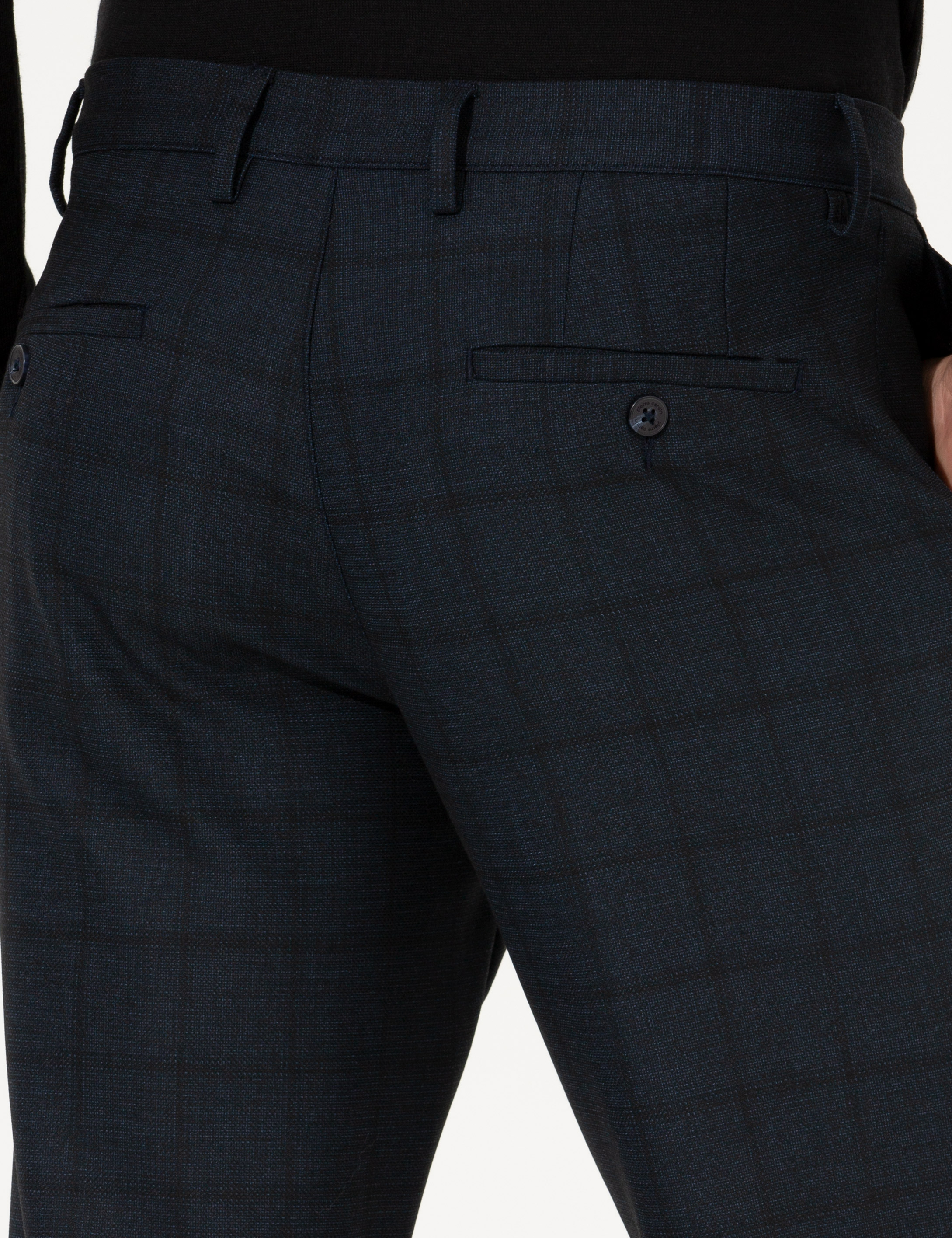 Lacivert Slim Fit Kumaş Pantolon - Image 7