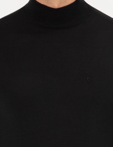 Siyah Regular Fit Yarım Balıkçı Yaka Basic Triko Kazak - 50236754010