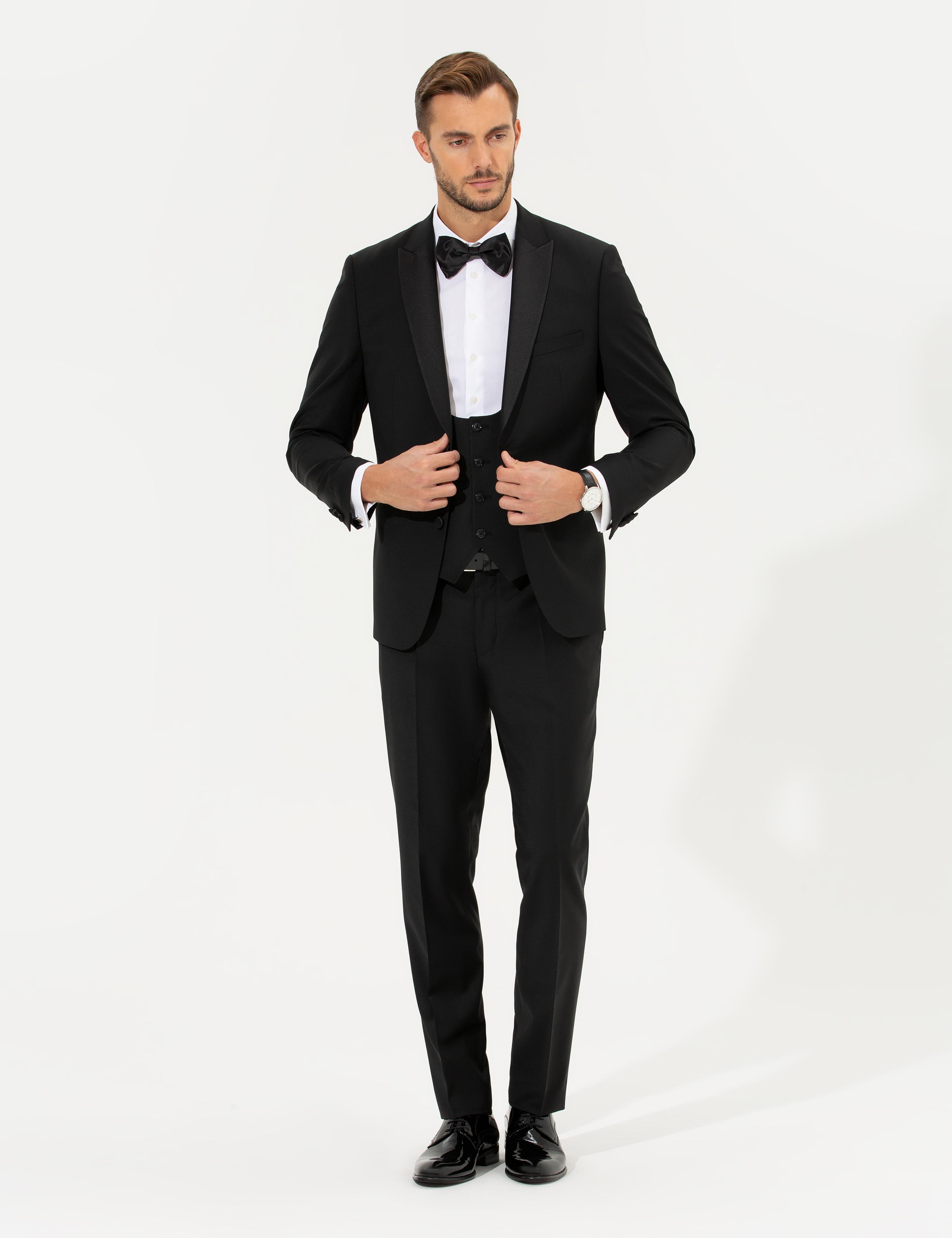 Siyah Slim Fit Smokin