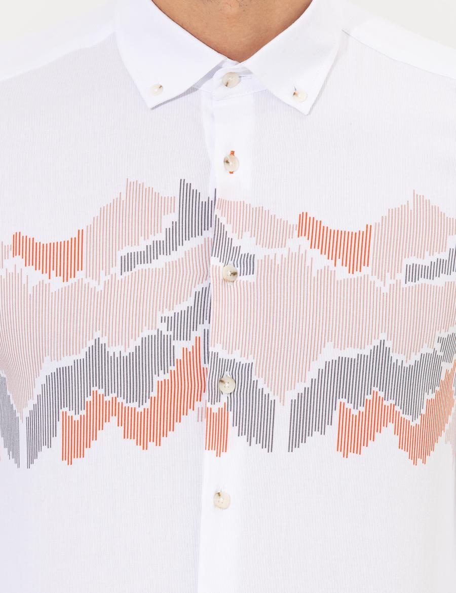 Turuncu Slim Fit Uzun Kollu Gömlek