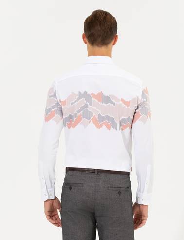 Turuncu Slim Fit Uzun Kollu Gömlek