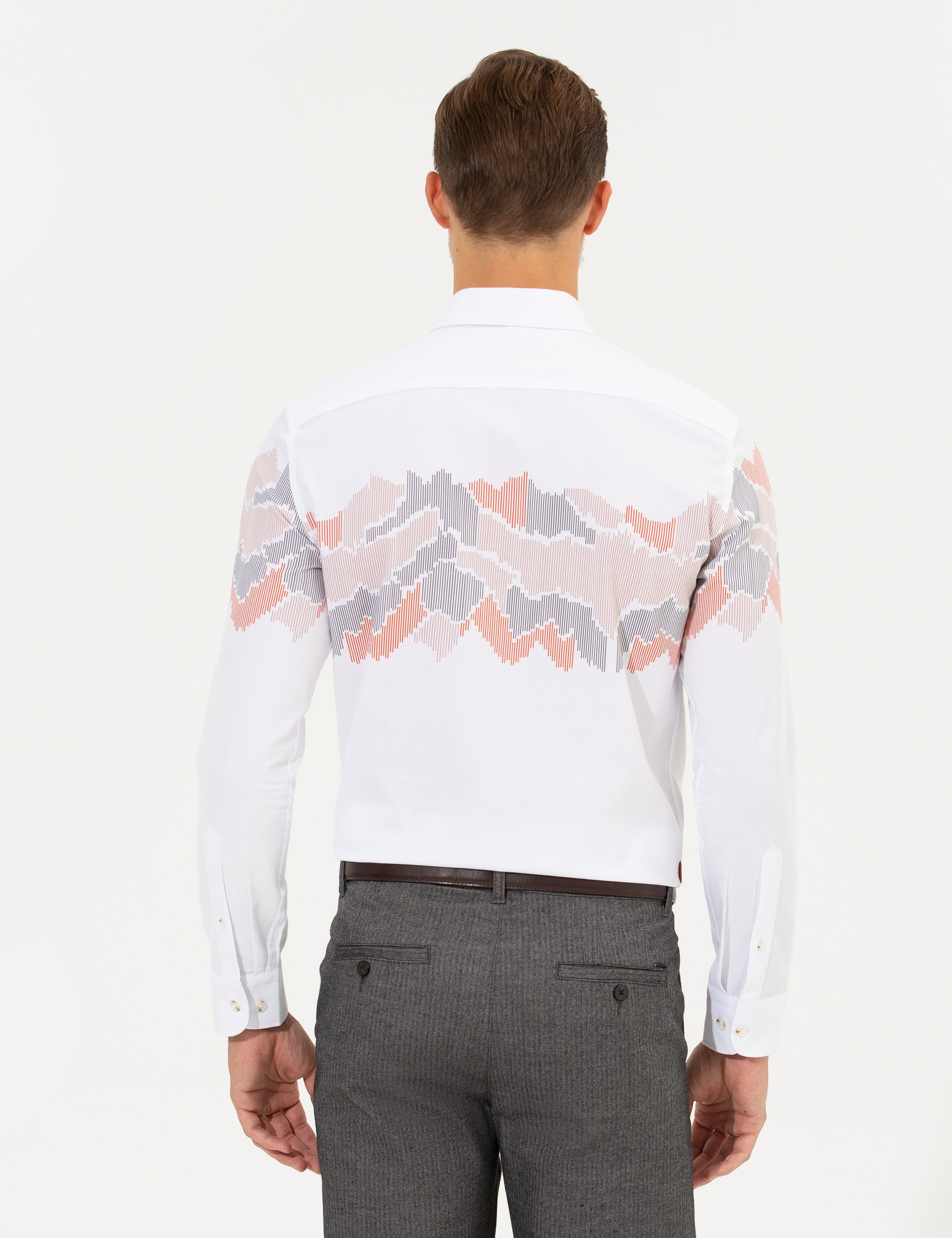 Turuncu Slim Fit Uzun Kollu Gömlek