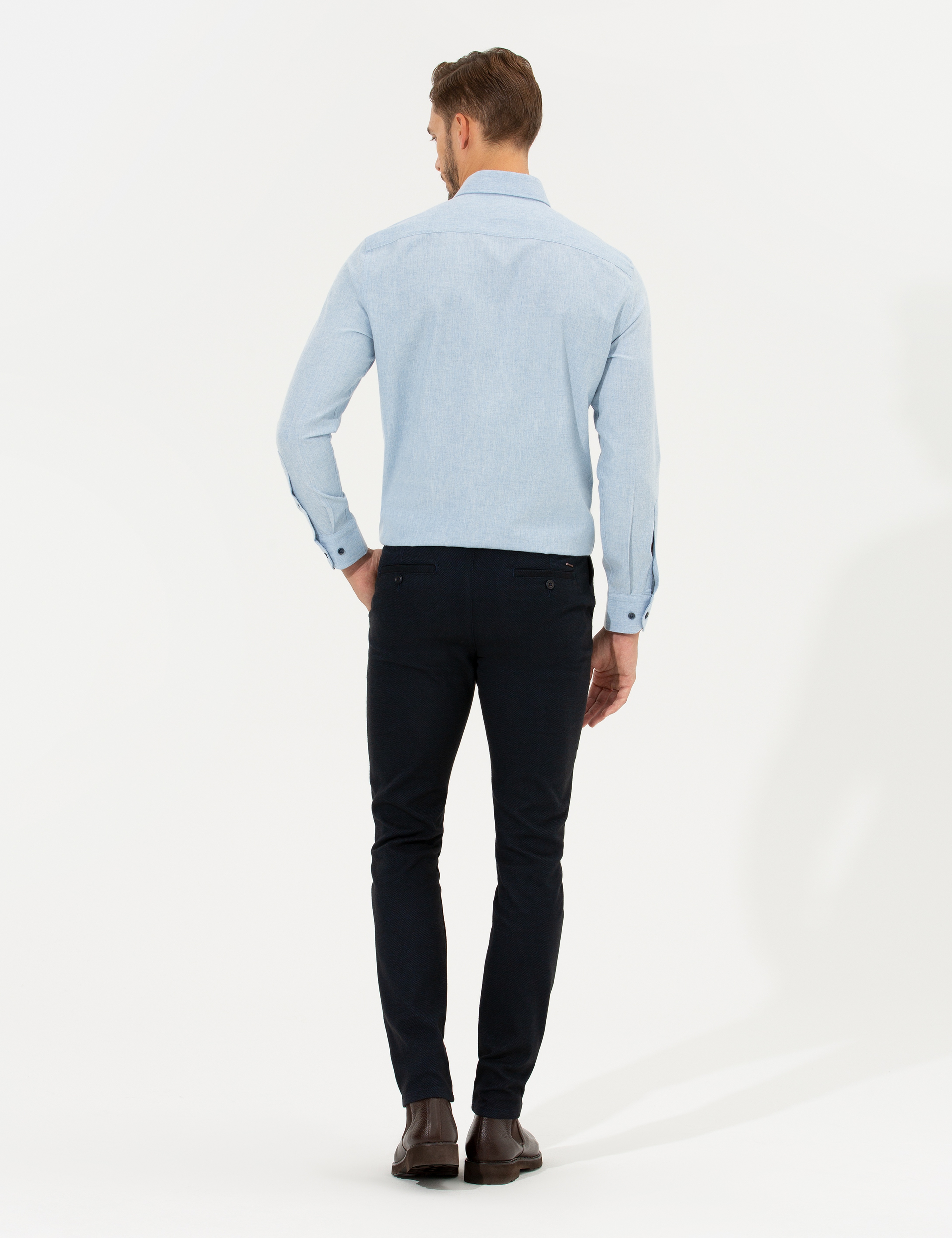 Lacivert Slim Fit Kanvas Pantolon - Image 4