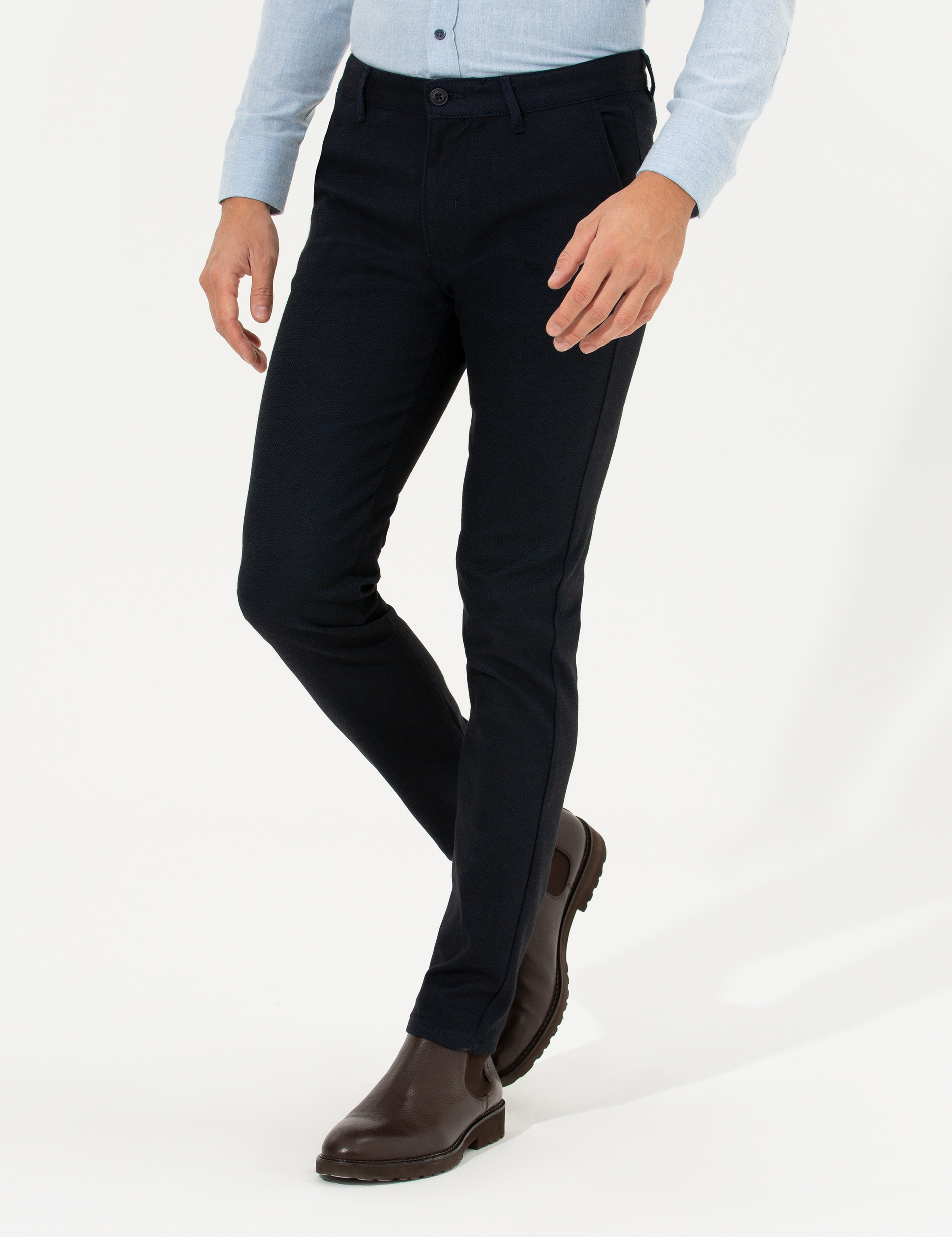 Lacivert Slim Fit Kanvas Pantolon - Image 2