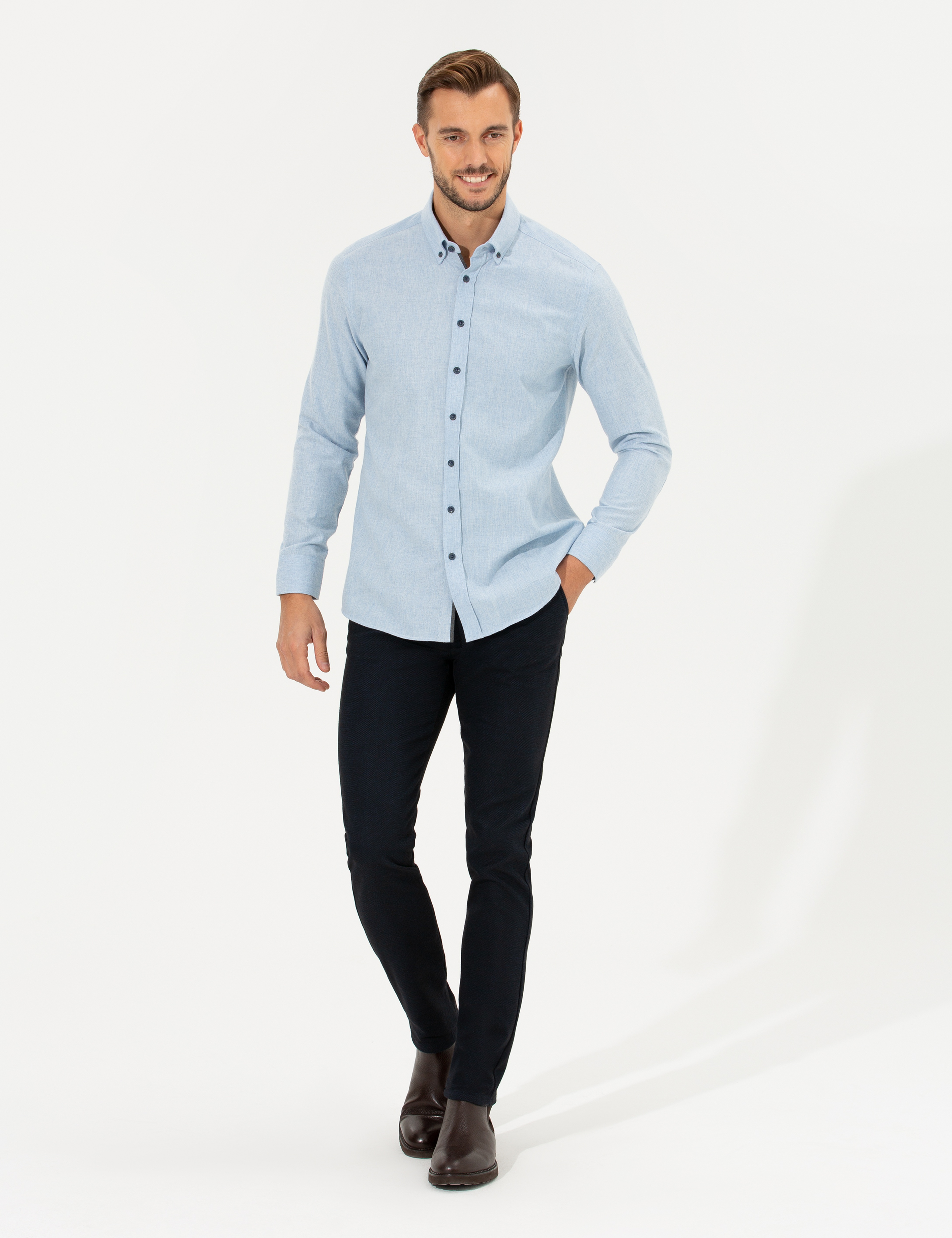 Lacivert Slim Fit Kanvas Pantolon - Image 3