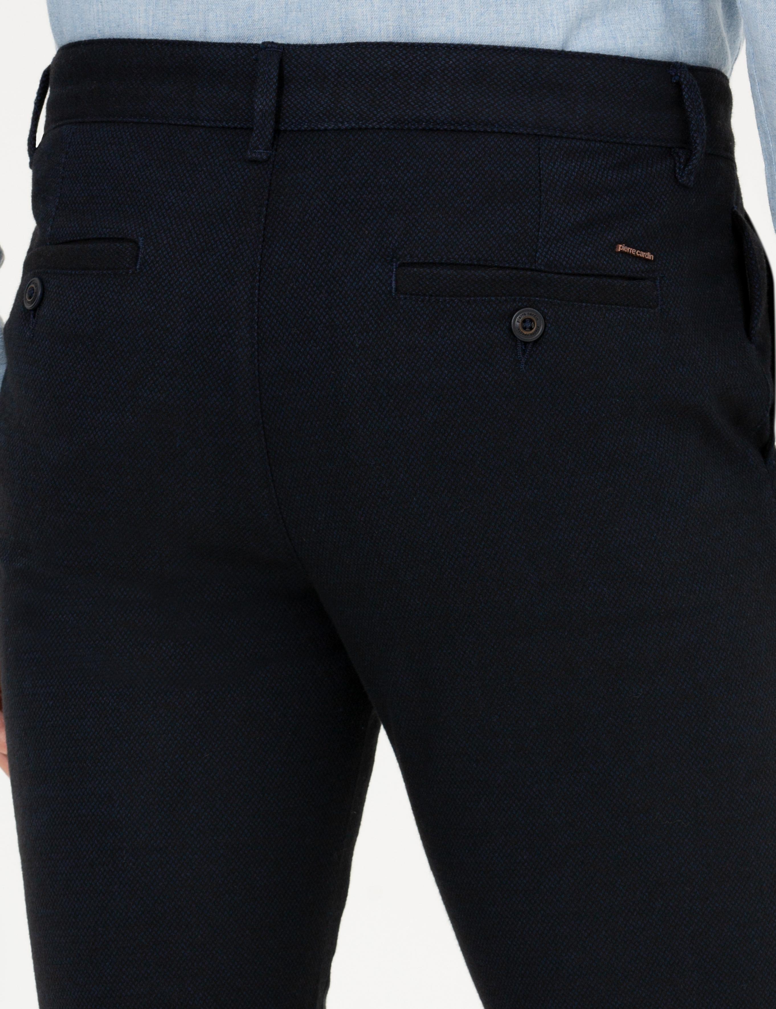 Lacivert Slim Fit Kanvas Pantolon