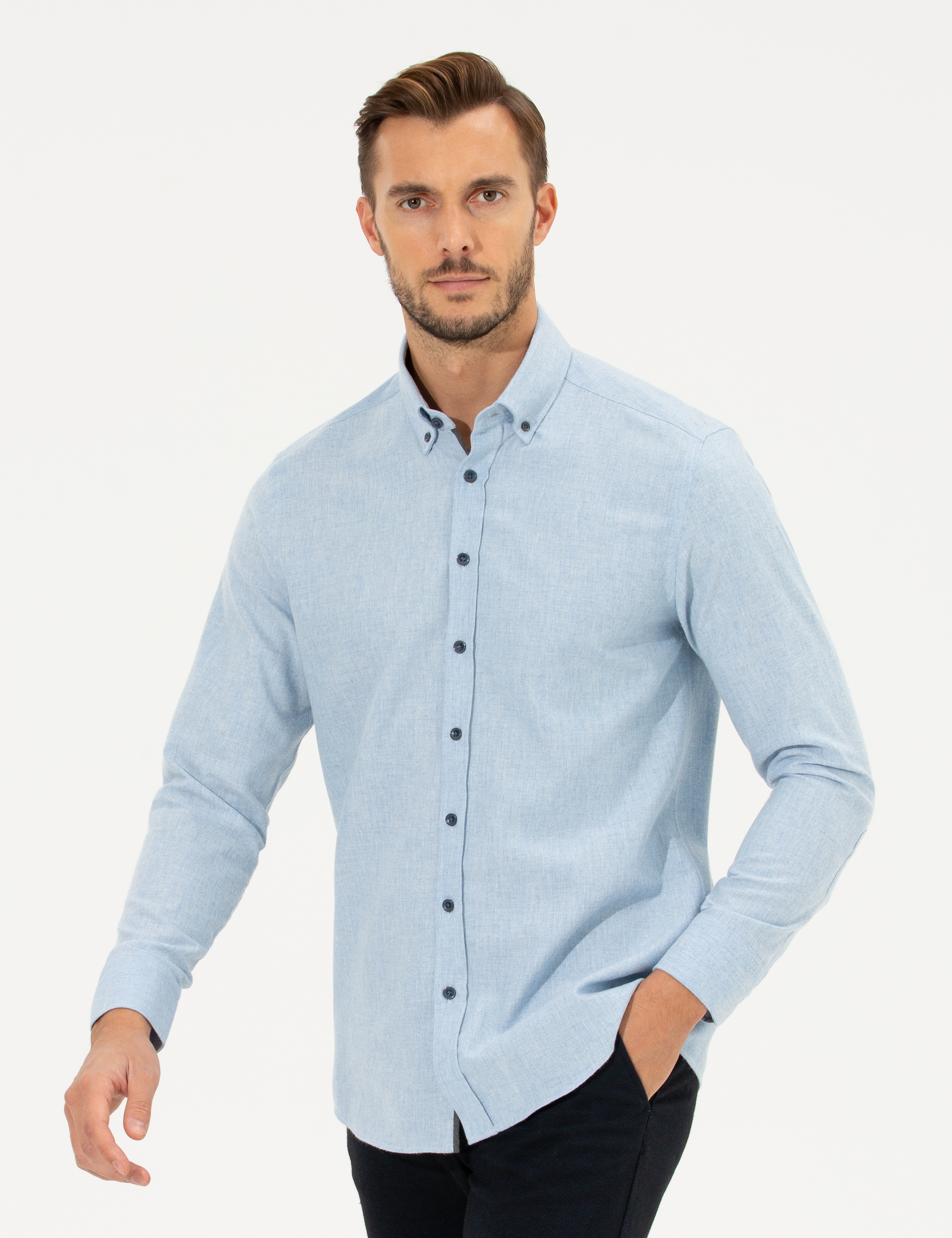Mavi Regular Fit Uzun Kollu Gömlek - Image 1