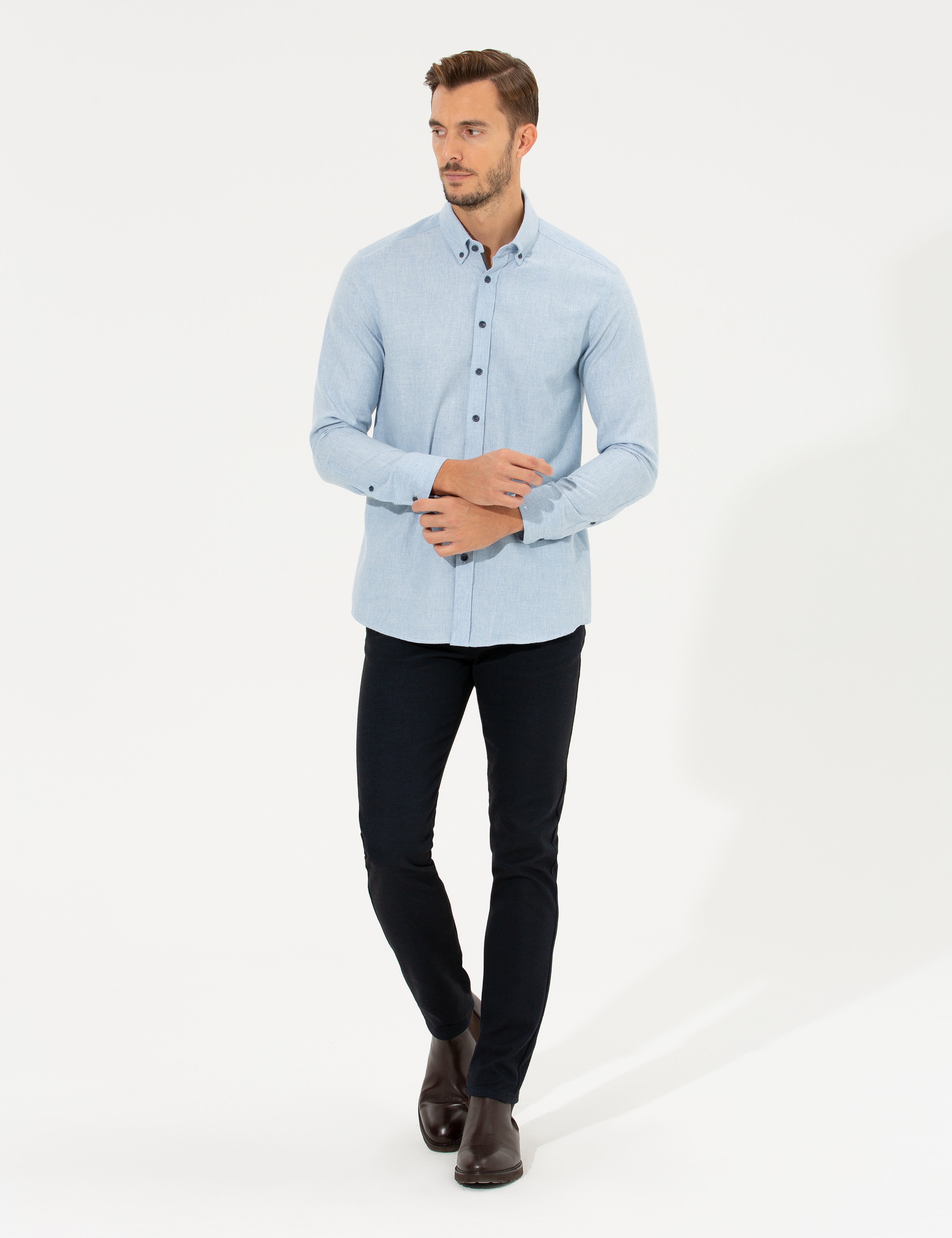 Mavi Regular Fit Uzun Kollu Gömlek - Image 4