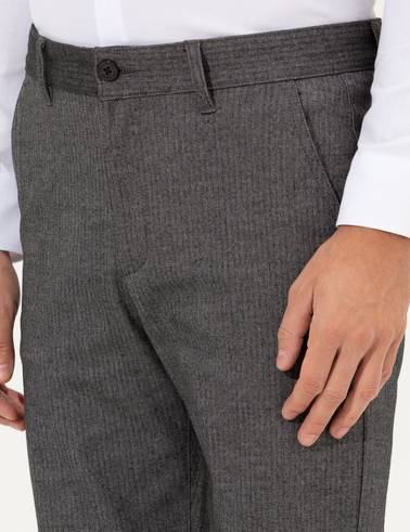 Antrasit Regular Fit Çizgili Kanvas Pantolon