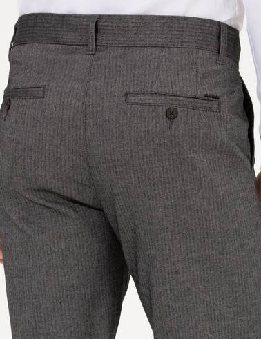 Antrasit Regular Fit Çizgili Kanvas Pantolon