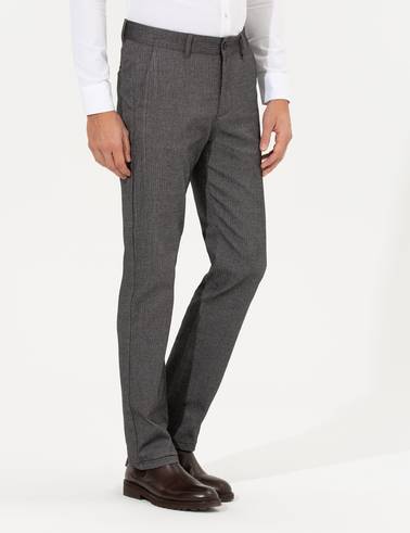 Antrasit Regular Fit Çizgili Kanvas Pantolon