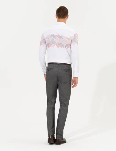 Antrasit Regular Fit Çizgili Kanvas Pantolon
