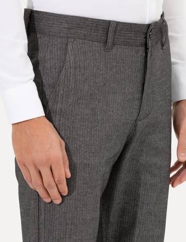 Antrasit Regular Fit Çizgili Kanvas Pantolon