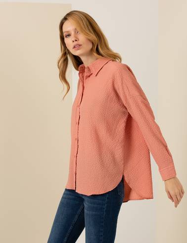 Pembe Oversize Uzun Kollu Gömlek