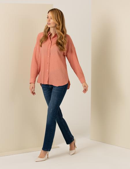 Pembe Oversize Uzun Kollu Gömlek - 50254186015