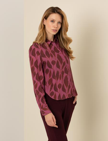 Gül Kurusu Regular Fit Desenli Uzun Kollu Gömlek - 50254179014