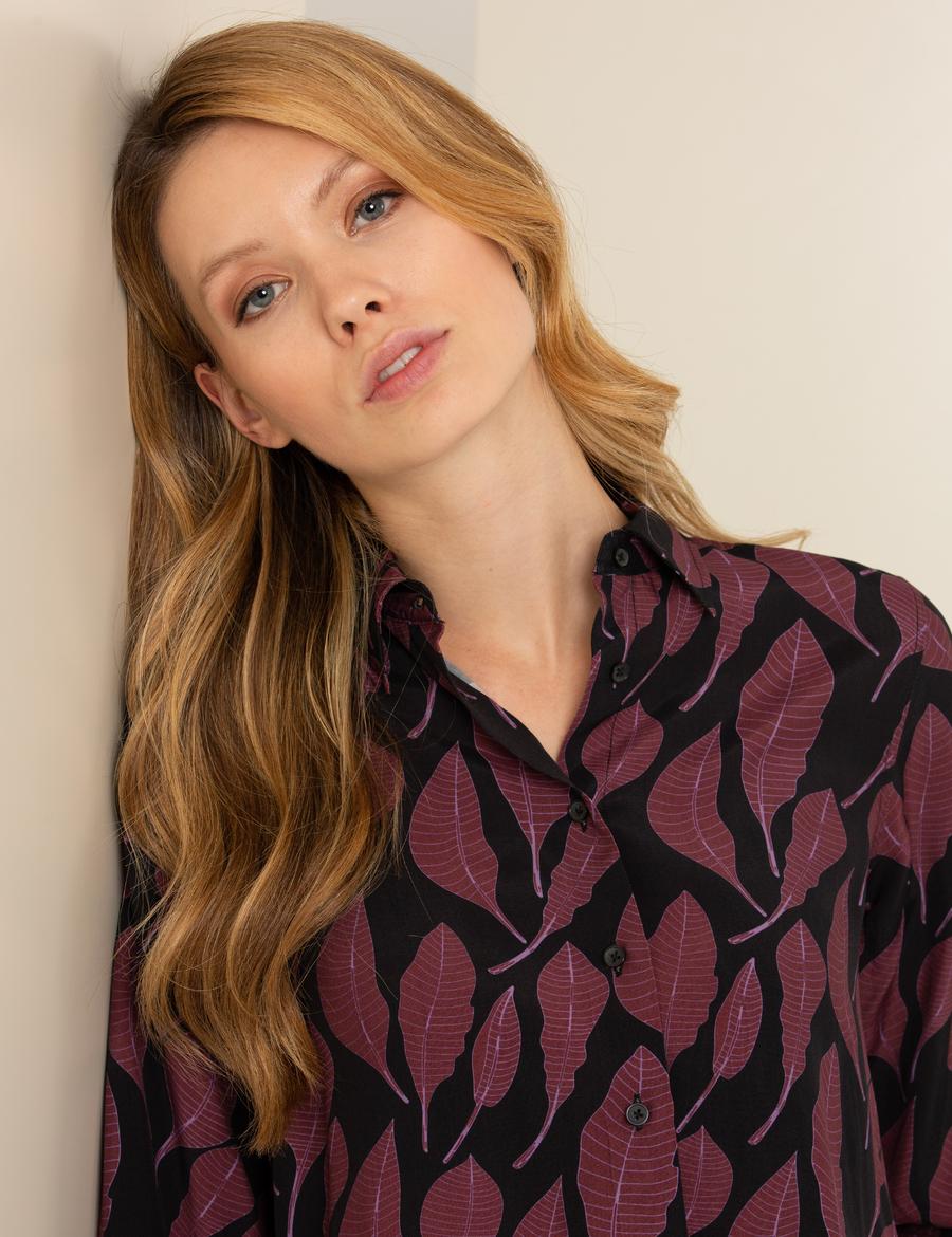 Siyah Regular Fit Desenli Uzun Kollu Gömlek