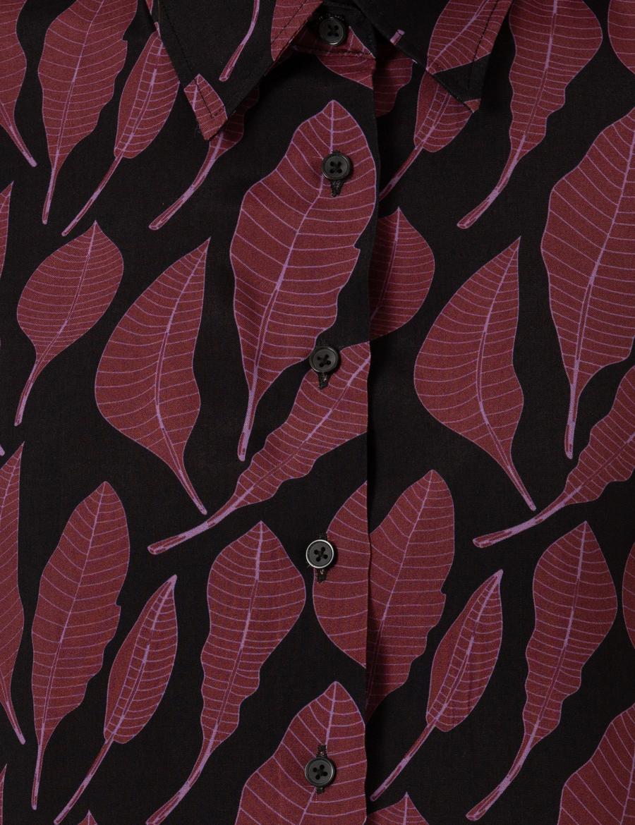 Siyah Regular Fit Desenli Uzun Kollu Gömlek