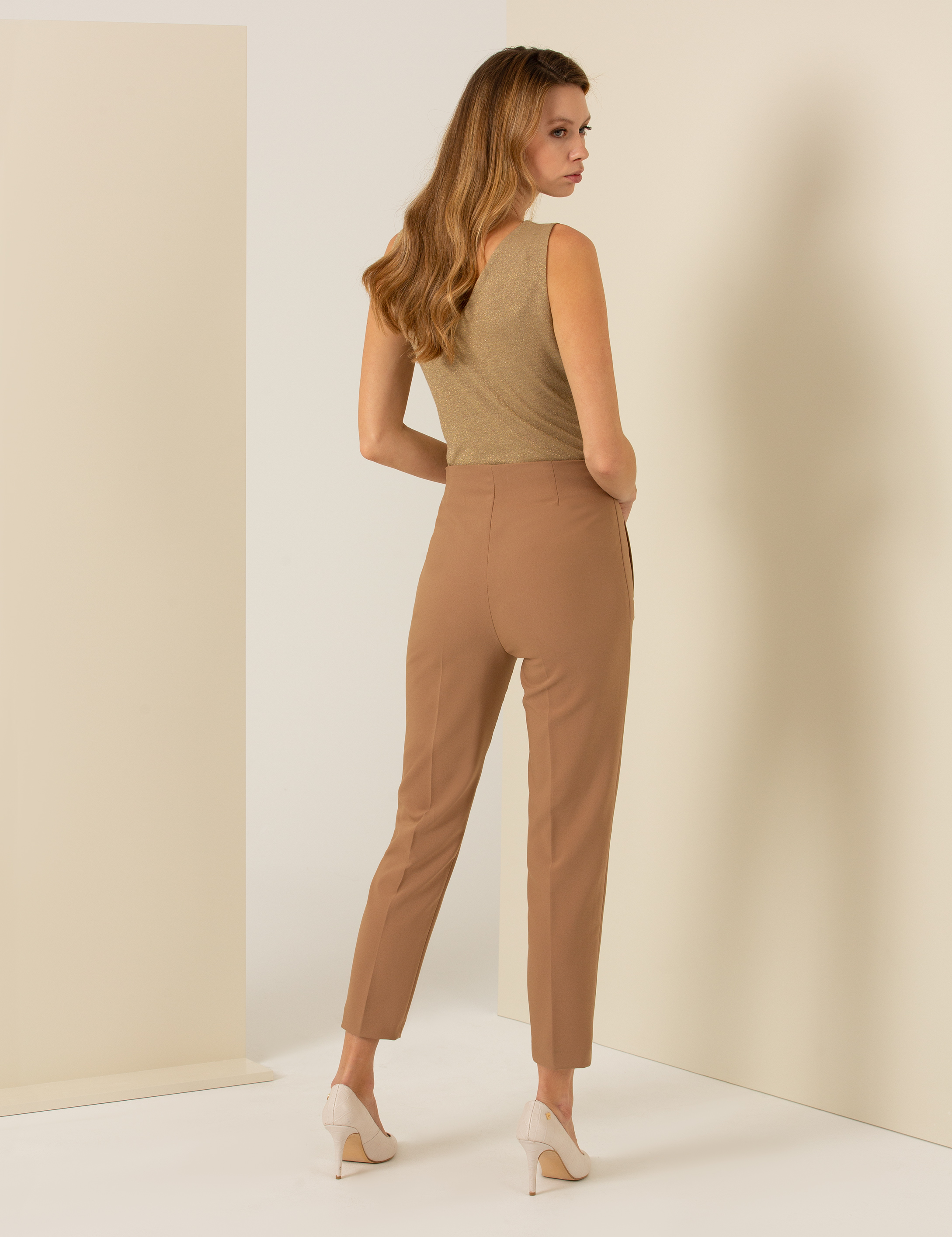 Camel Havuç Fit Kumaş Pantolon - Image 4
