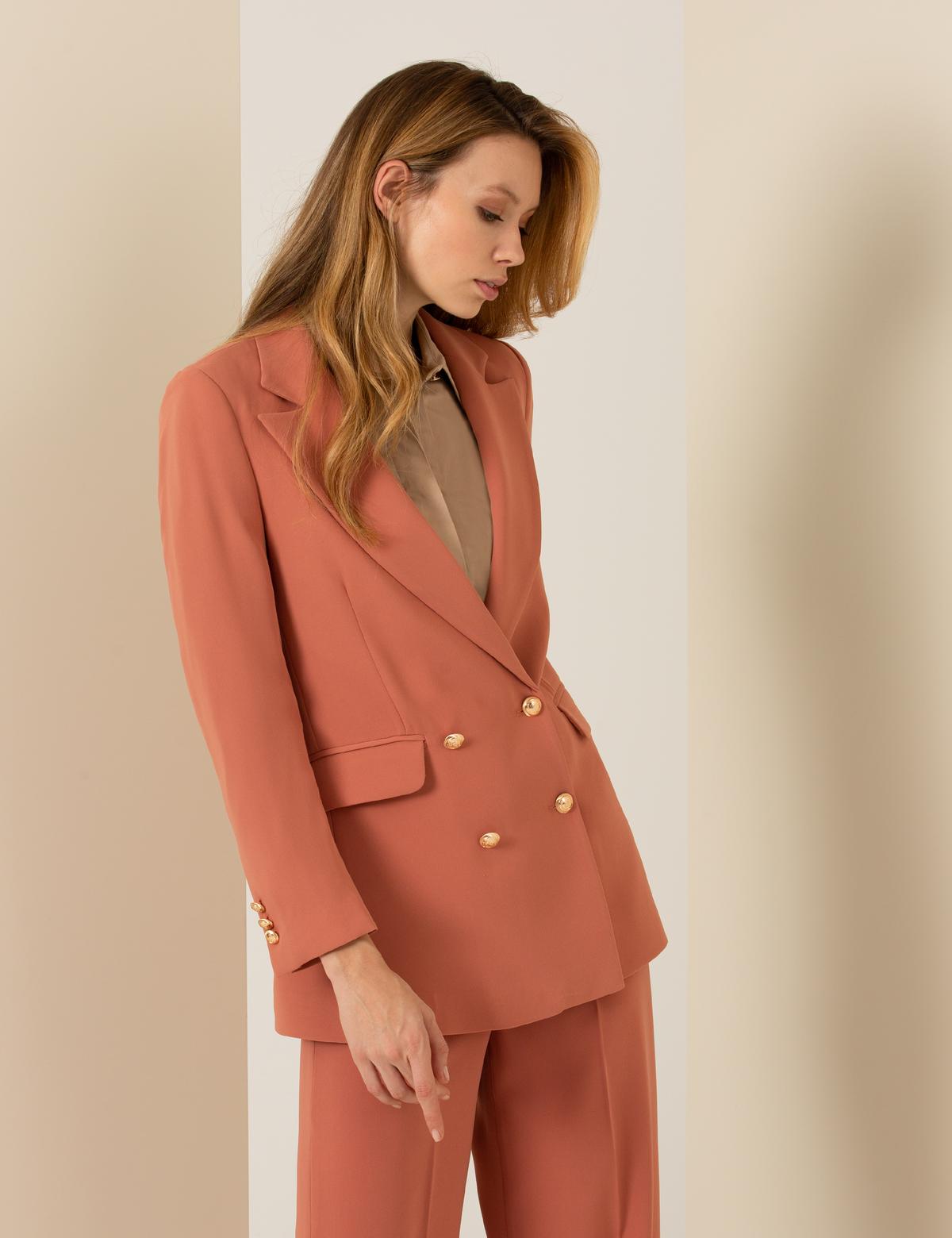 Turuncu Kruvaze Ceket - 50260291003