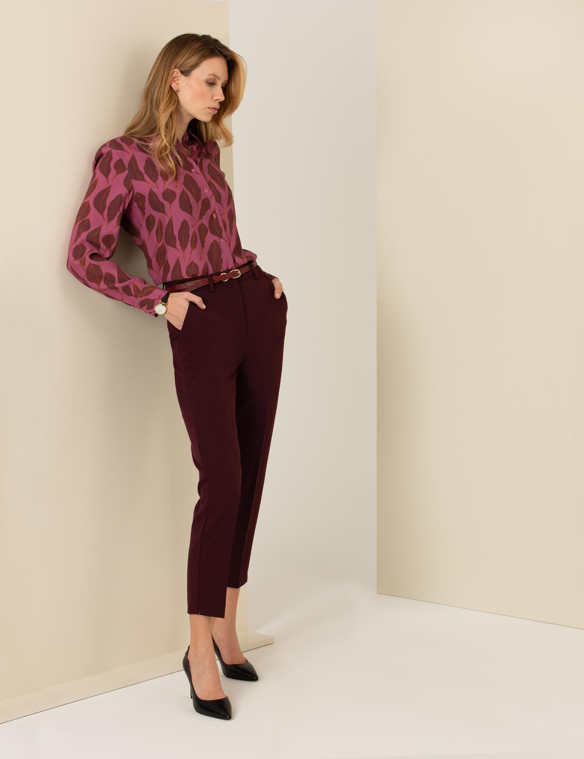 Bordo Kumaş Pantolon - 50260285008