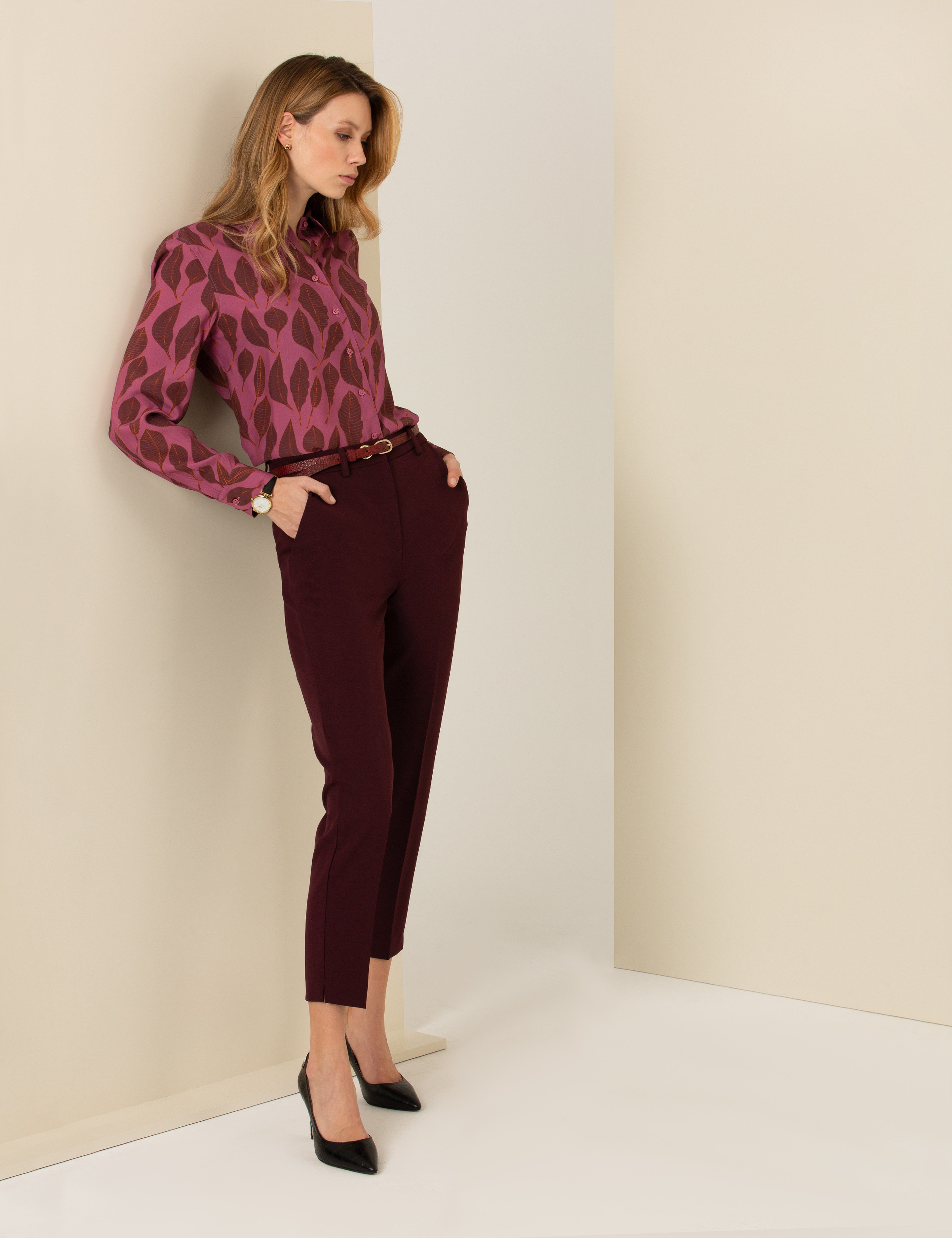 Bordo Kumaş Pantolon - Image 3