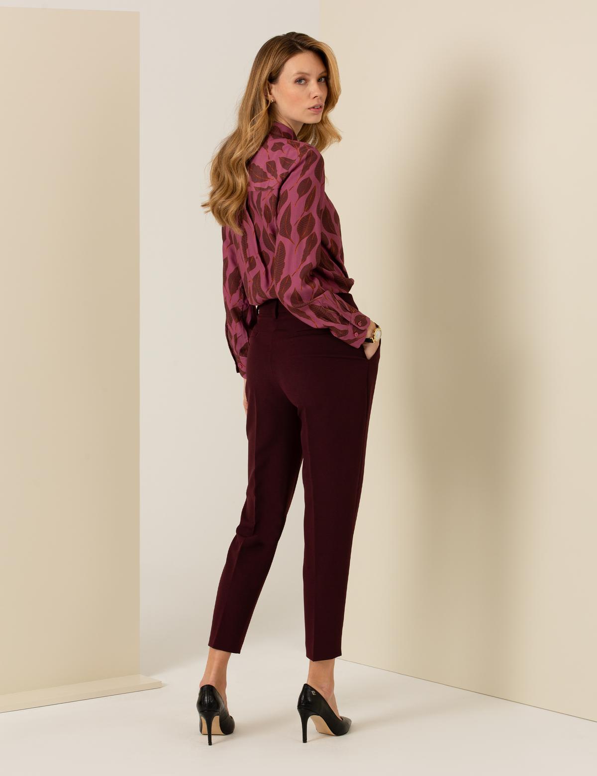 Bordo Kumaş Pantolon - 50260285008