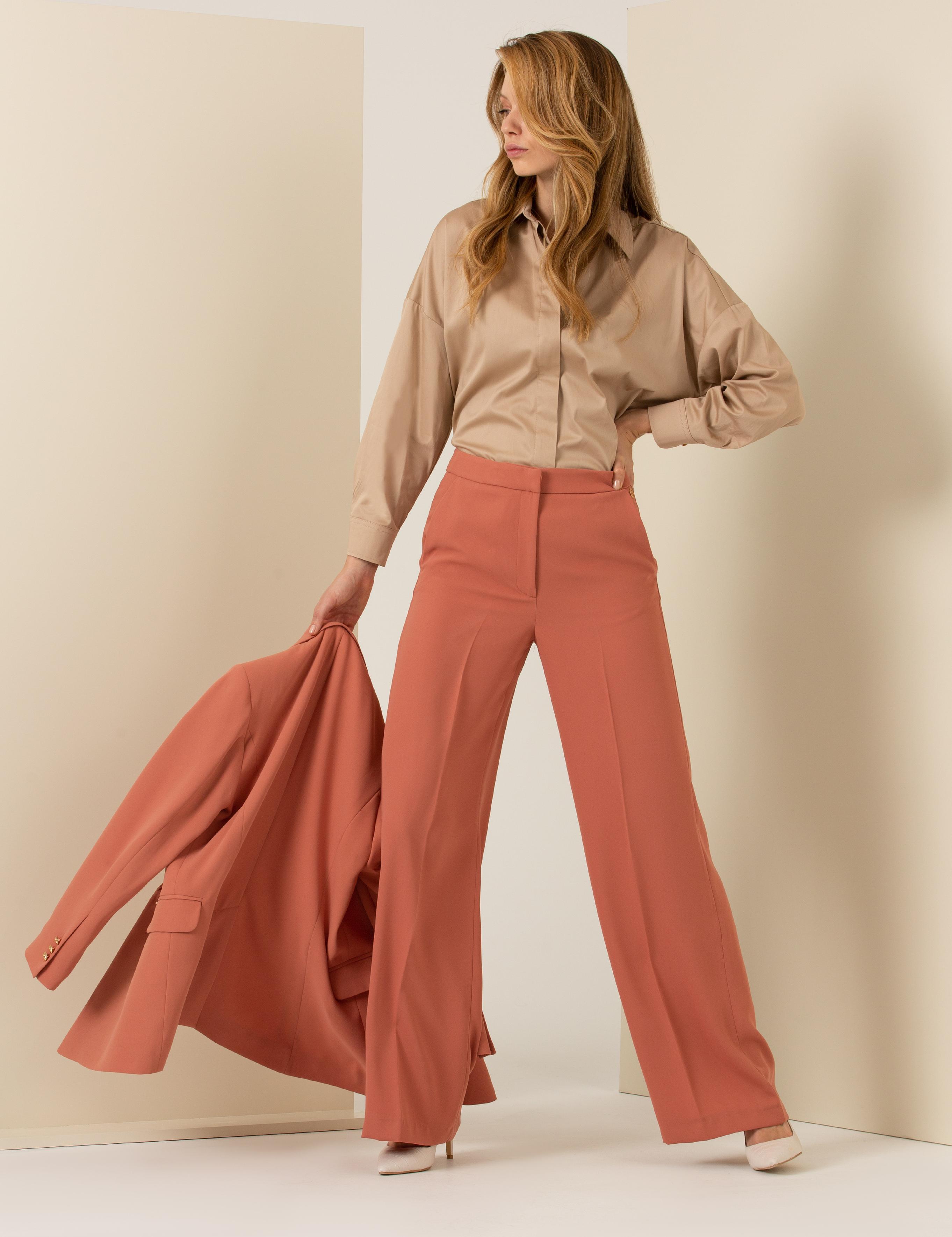 Turuncu Palazzo Kumaş Pantolon