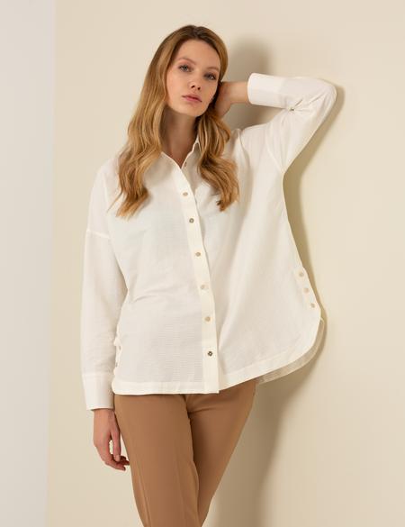 Beyaz Oversize Uzun Kollu Gömlek - 50253022024