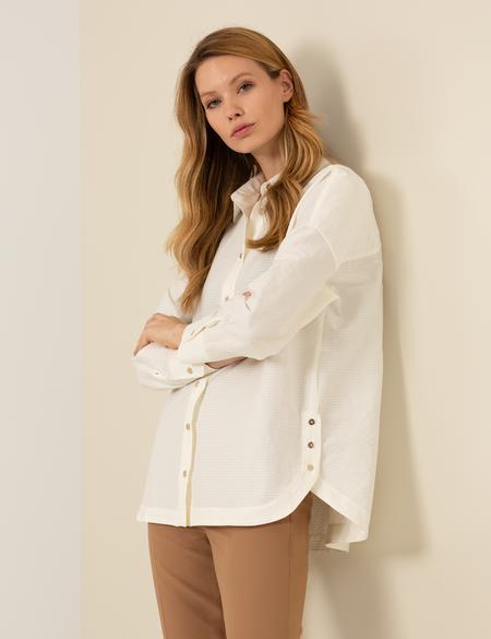 Beyaz Oversize Uzun Kollu Gömlek - 50253022024