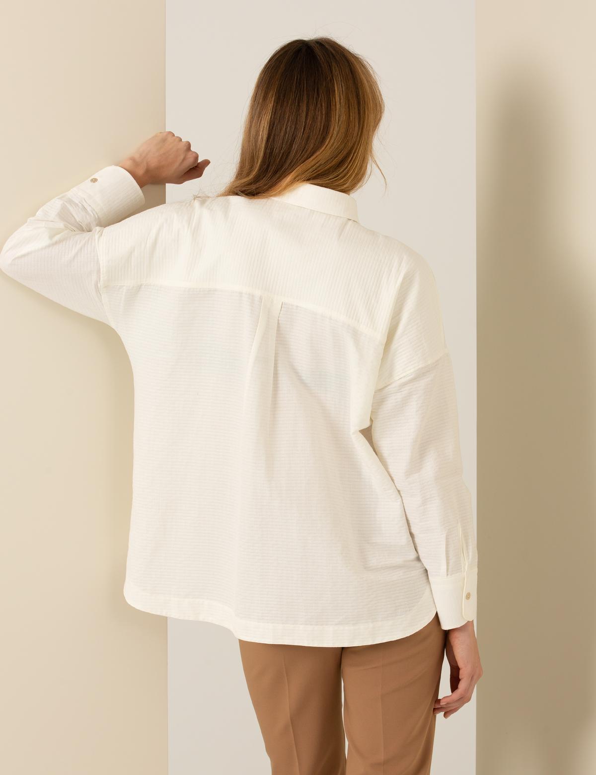 Beyaz Oversize Uzun Kollu Gömlek - 50253022024