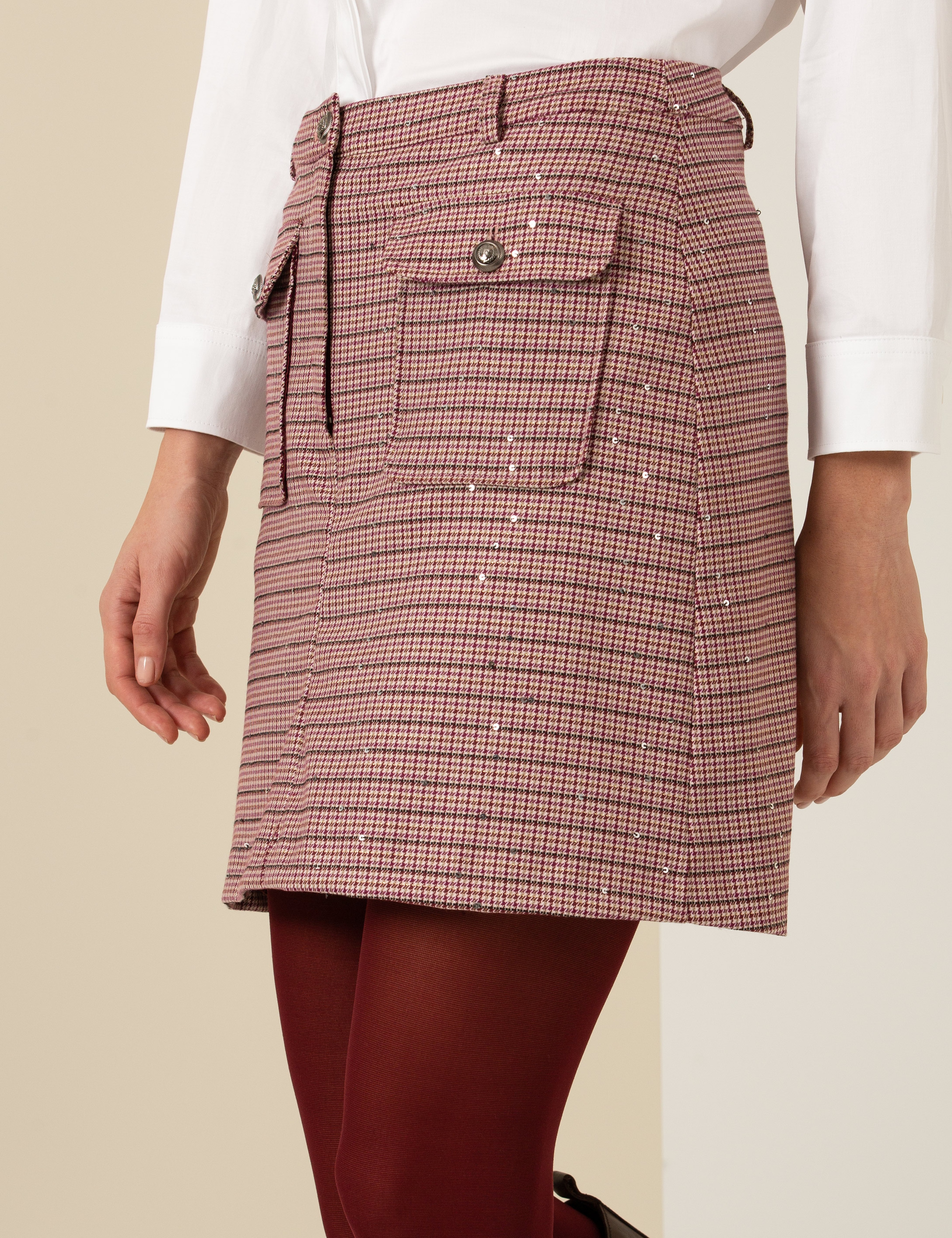 Bordo A Kesim Dokuma Etek - Image 6