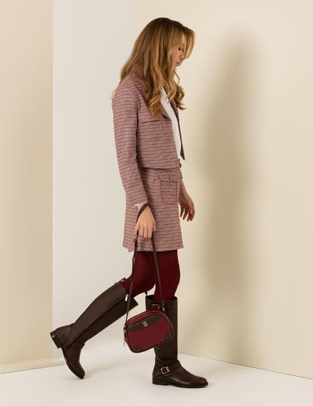 Bordo A Kesim Dokuma Etek - 50254352014