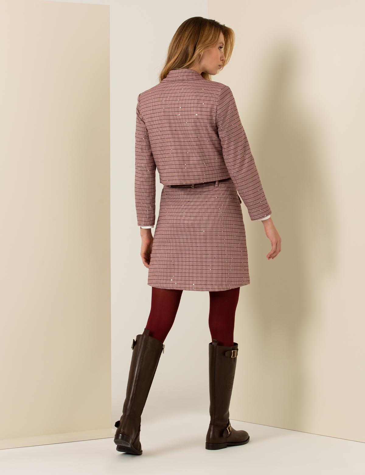 Bordo A Kesim Dokuma Etek - 50254352014