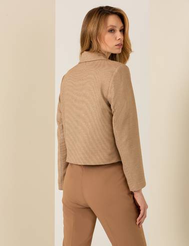 Camel Crop Ceket