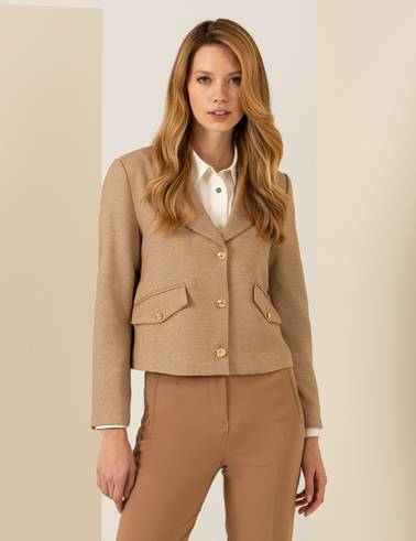 Camel Crop Ceket