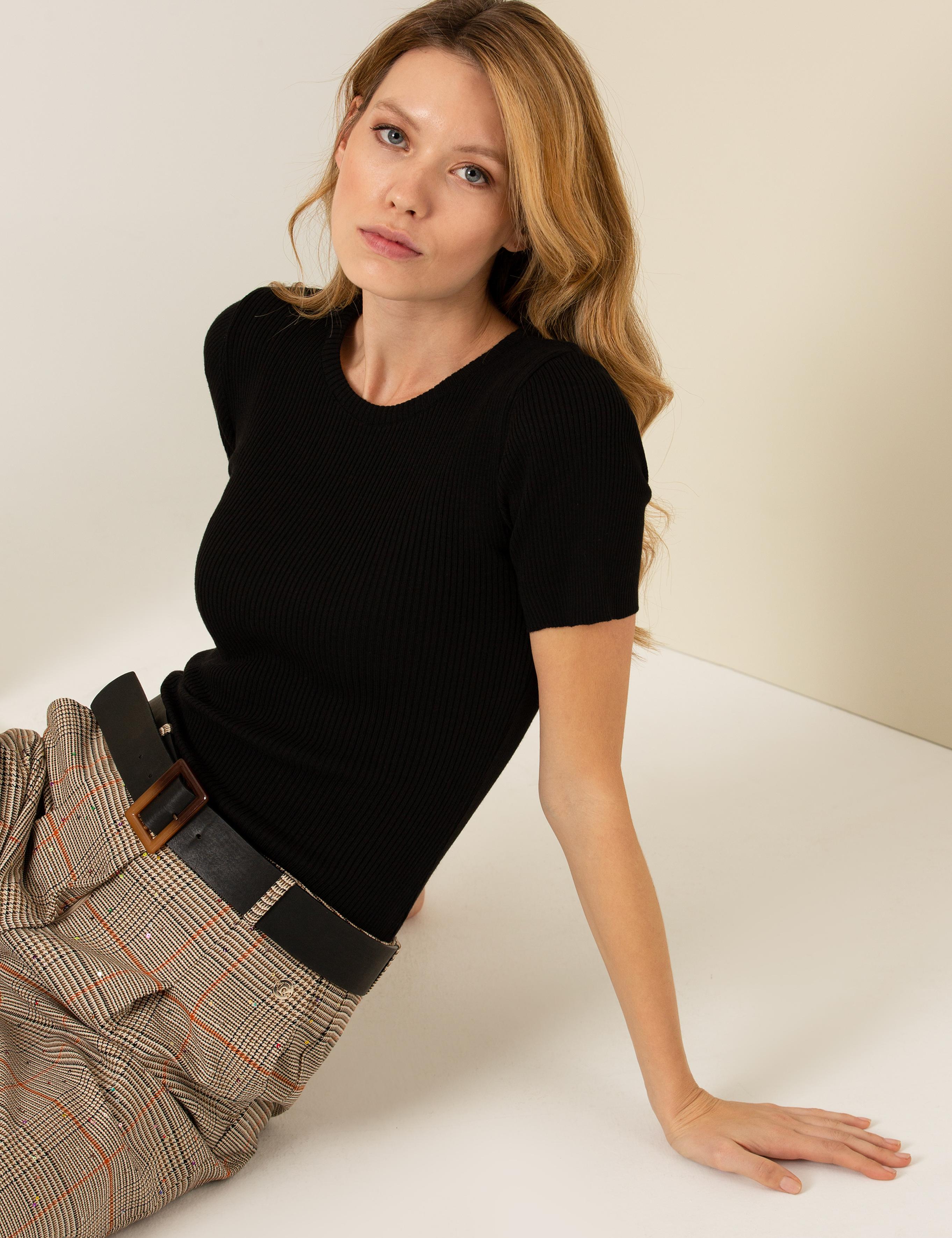 Siyah Slim Fit Bisiklet Yaka Kazak