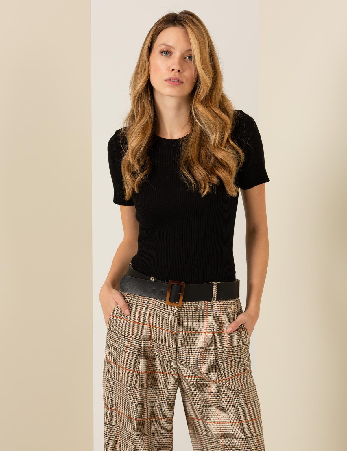 Siyah Slim Fit Bisiklet Yaka Kazak - 50260573003