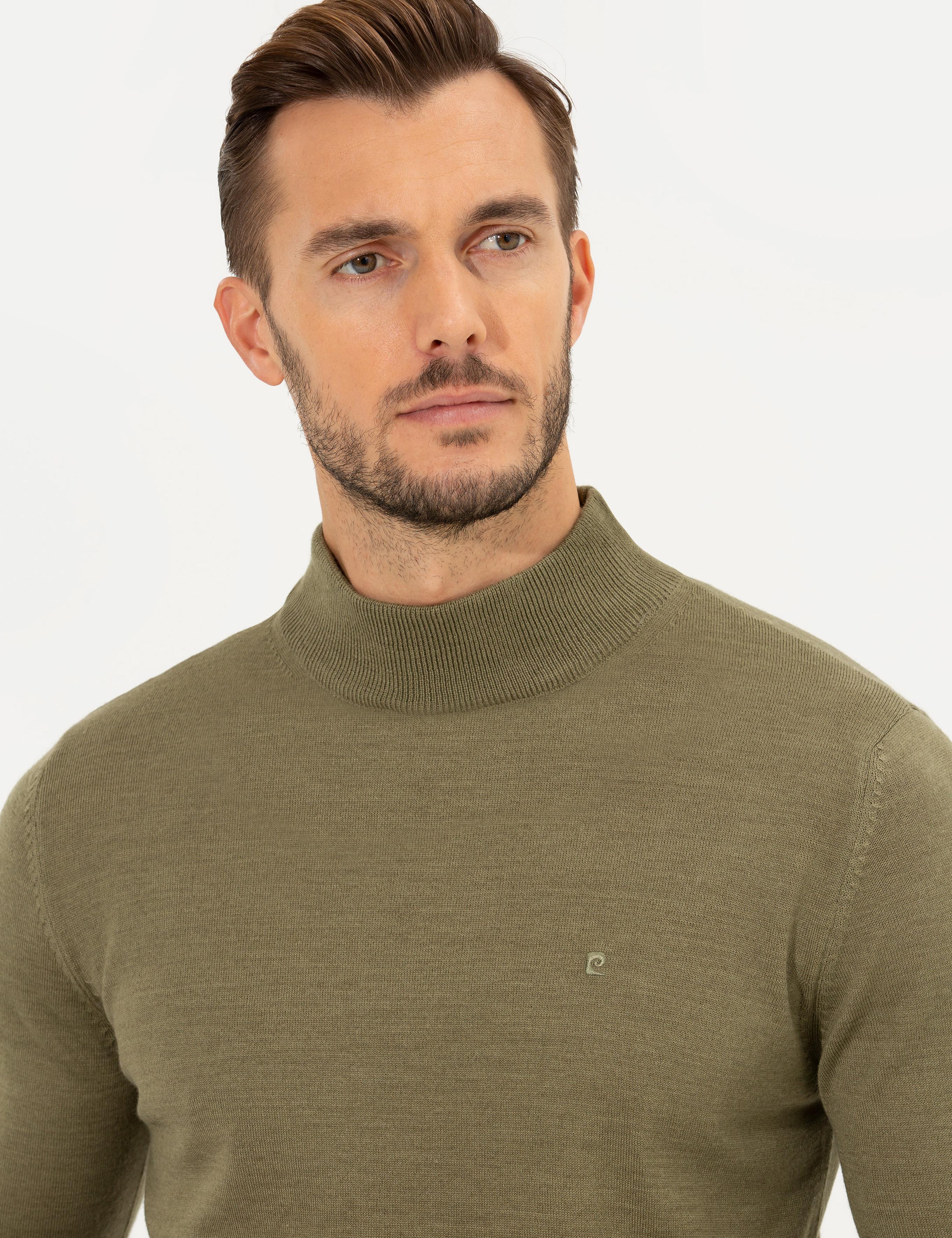 Su Yeşili Regular Fit Yarım Balıkçı Yaka Yün Karışımlı Basic Triko Kazak