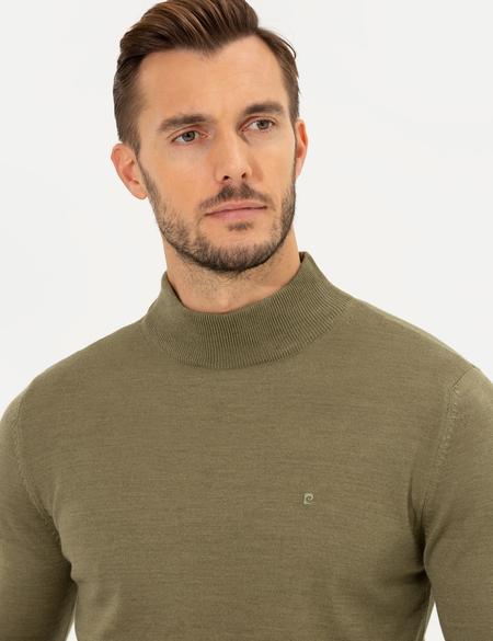 Su Yeşili Regular Fit Yarım Balıkçı Yaka Yün Karışımlı Basic Triko Kazak - 50236754131