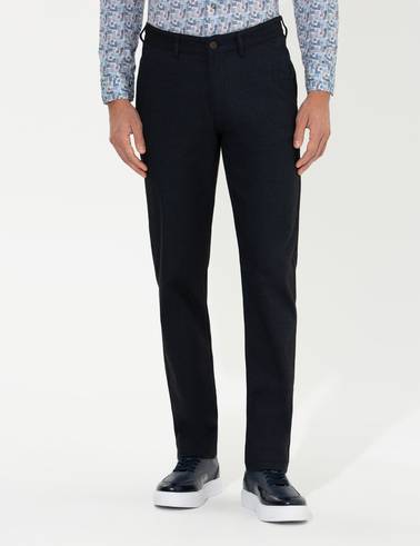 Lacivert Regular Fit Çizgili Kanvas Pantolon