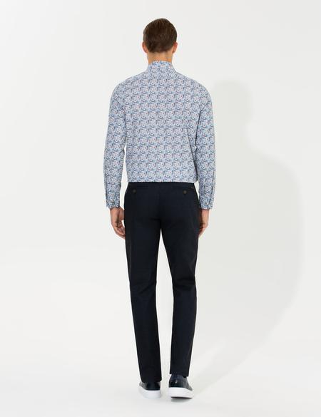 Lacivert Regular Fit Çizgili Kanvas Pantolon - 50259717055