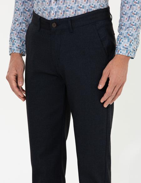 Lacivert Regular Fit Çizgili Kanvas Pantolon - 50259717055