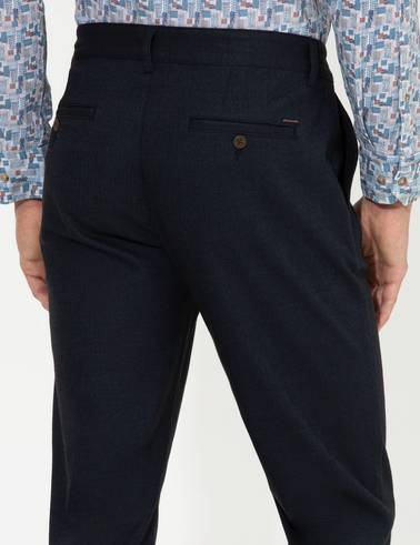 Lacivert Regular Fit Çizgili Kanvas Pantolon