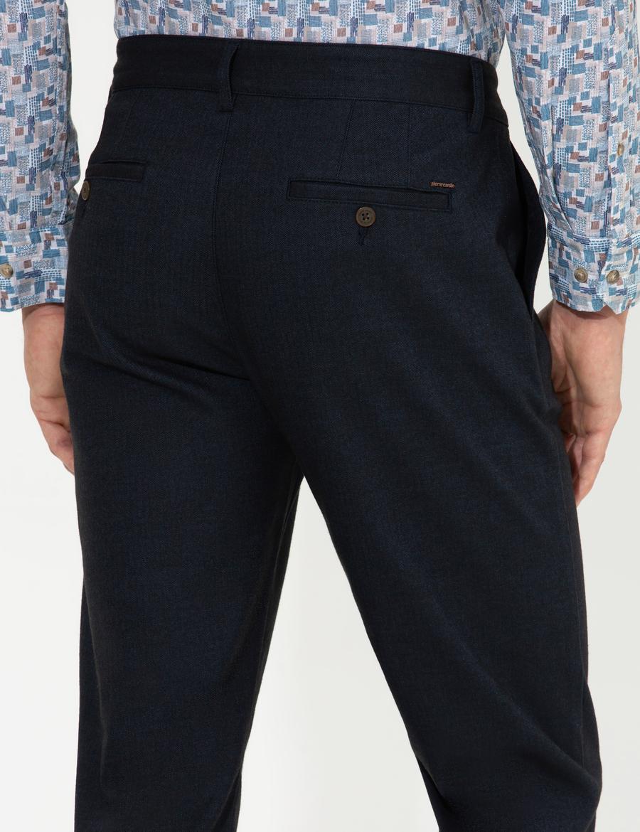 Lacivert Regular Fit Çizgili Kanvas Pantolon