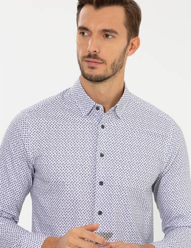 Mor Slim Fit Uzun Kollu Gömlek