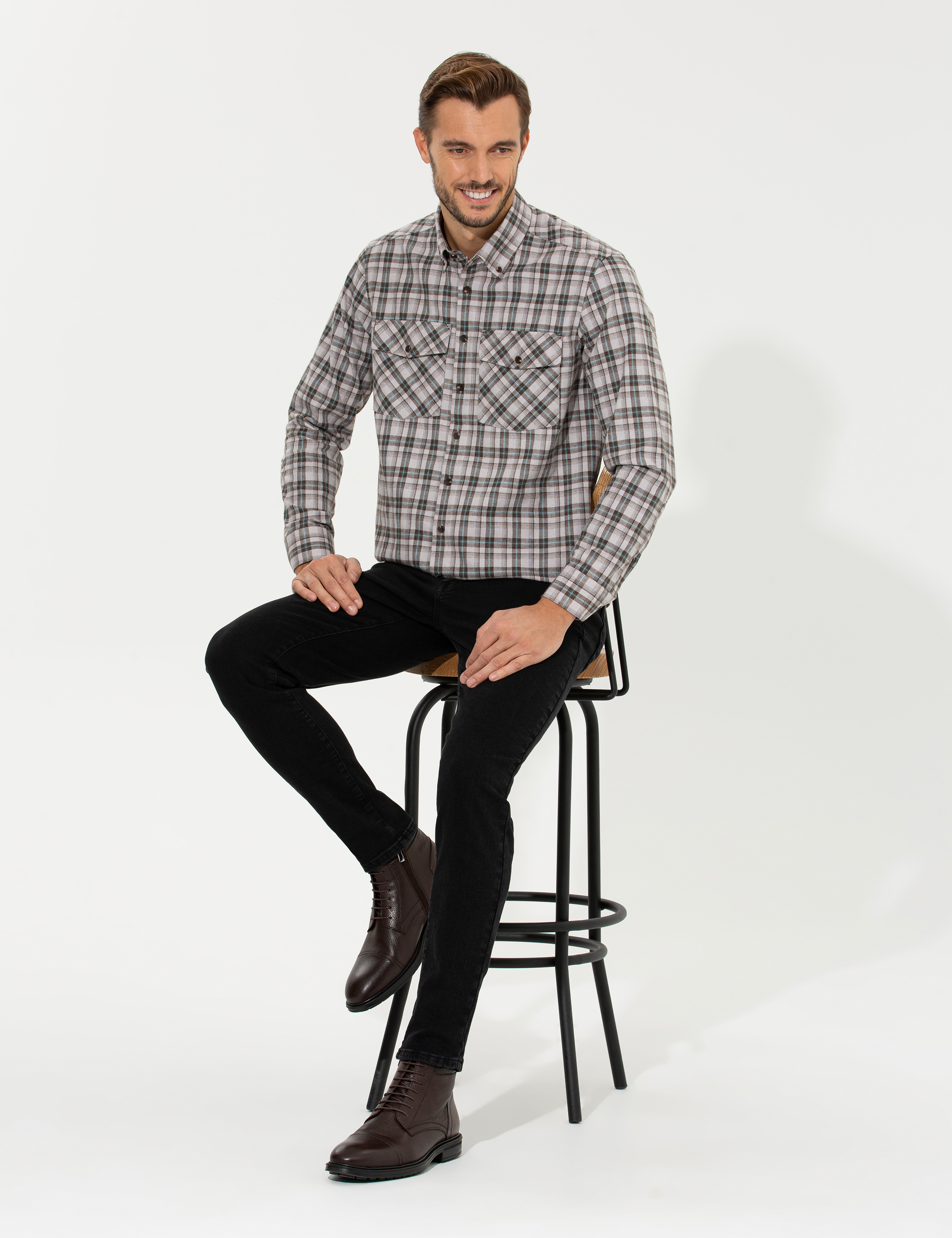 Pierre Cardin Açık Kahverengi Regular Fit Uzun Kollu Gömlek görsel 3