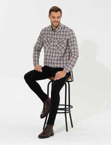 Açık Kahverengi Regular Fit Uzun Kollu Gömlek