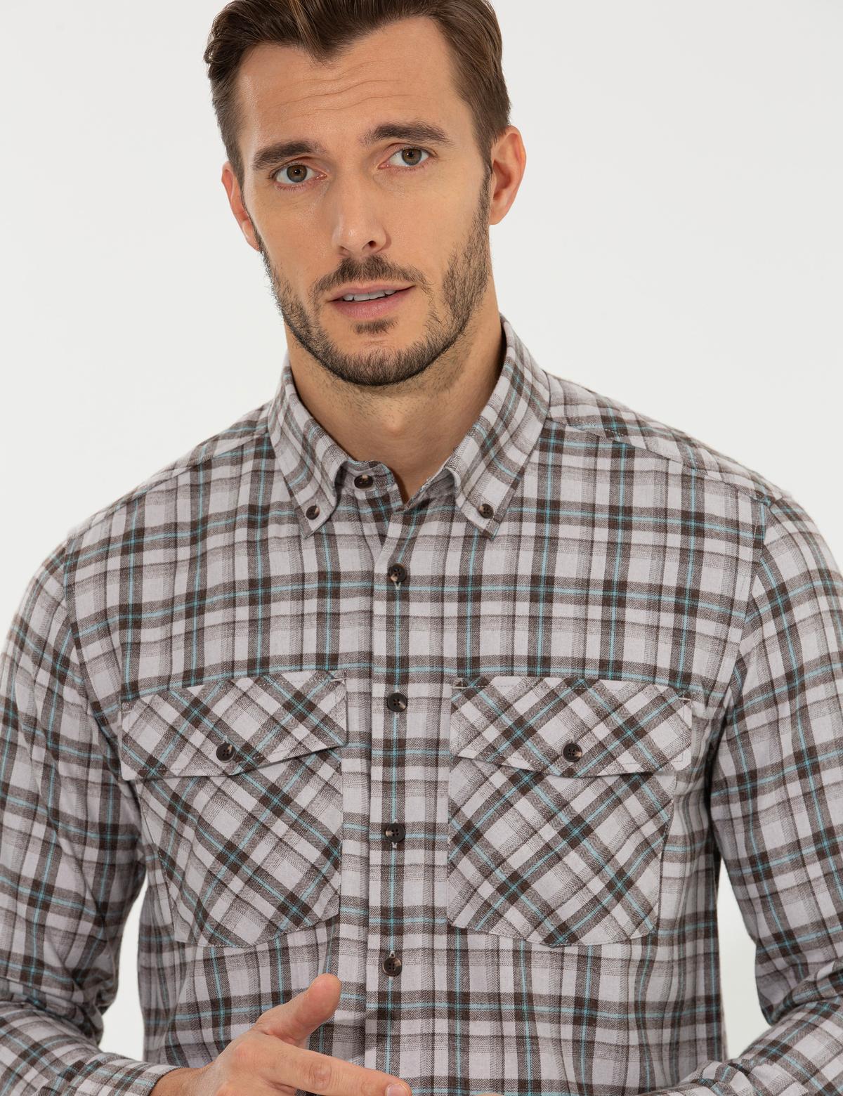 Açık Kahverengi Regular Fit Uzun Kollu Gömlek - 50259474007