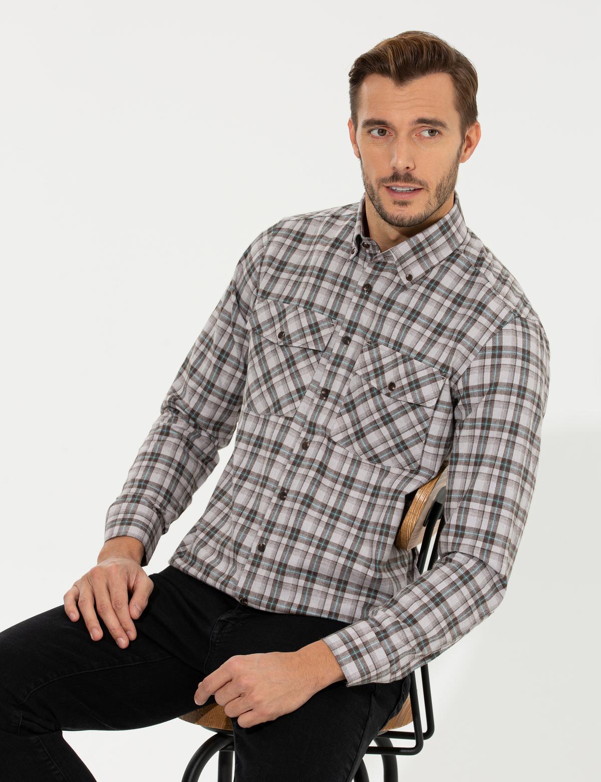 Açık Kahverengi Regular Fit Uzun Kollu Gömlek - 50259474007